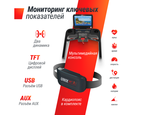 Беговая дорожка UNIX Fit T-1550 PRO (18,5" TFT)