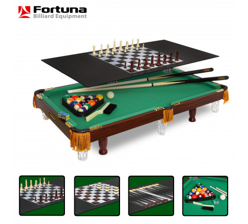 Бильярдный стол Fortuna Пул 3фт 4 в 1 с комплектом аксессуаров